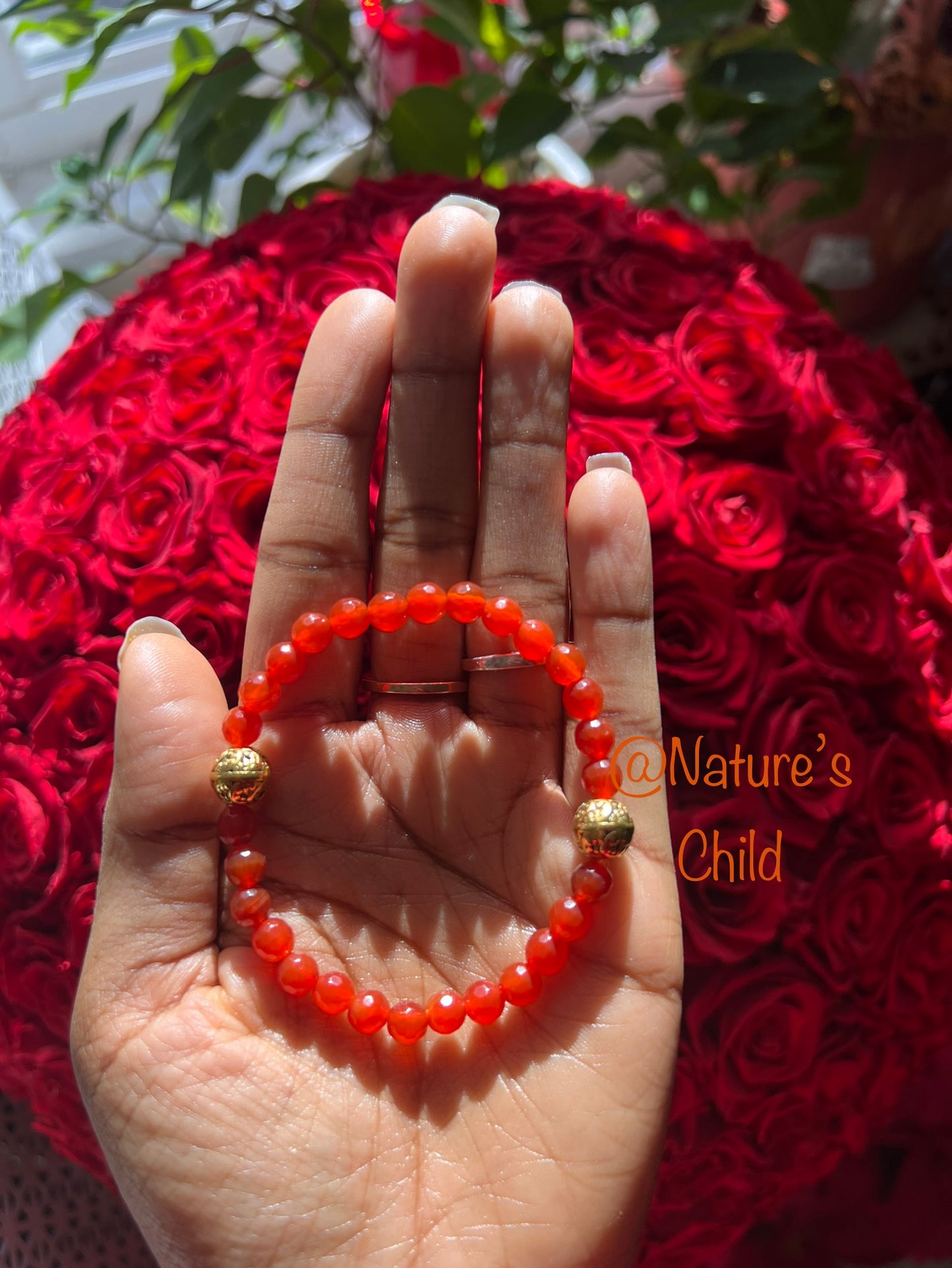 I AM GOLDEN natural carnelian beaded bracelet