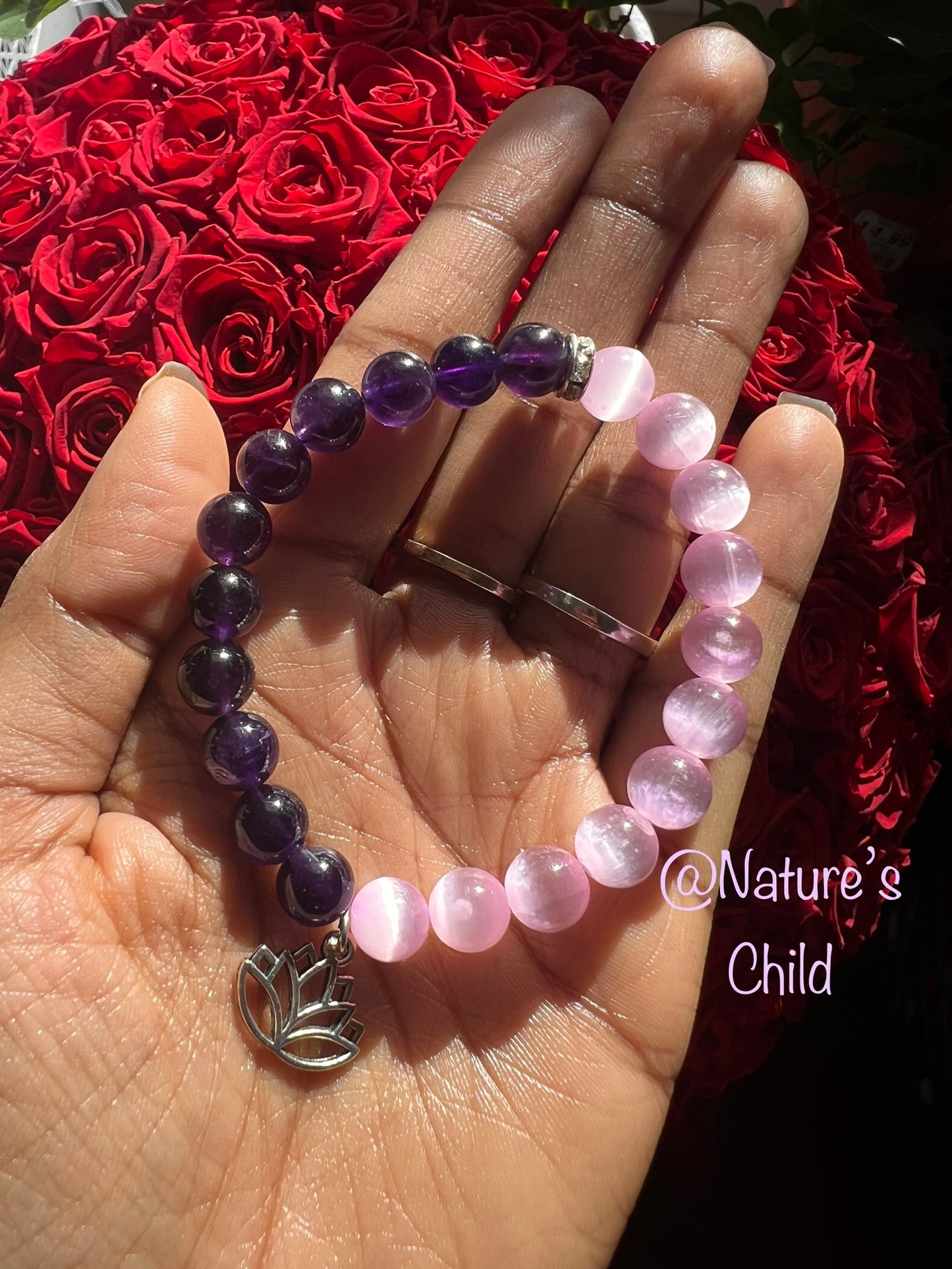 LAVENDER DREAM natural amethyst & purple selenite bracelet
