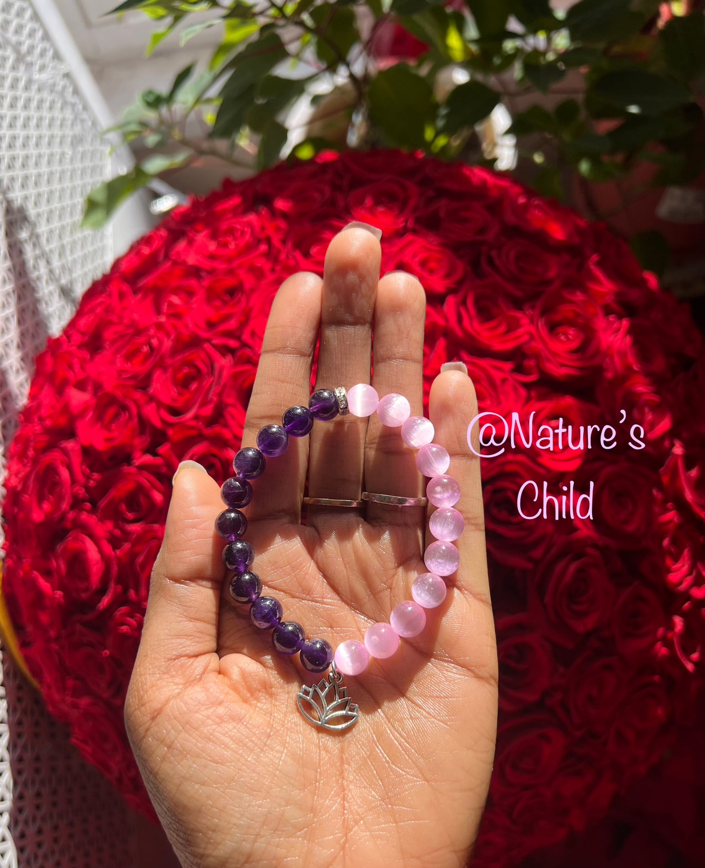 LAVENDER DREAM natural amethyst & purple selenite bracelet