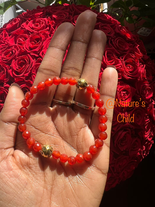 I AM GOLDEN natural carnelian beaded bracelet
