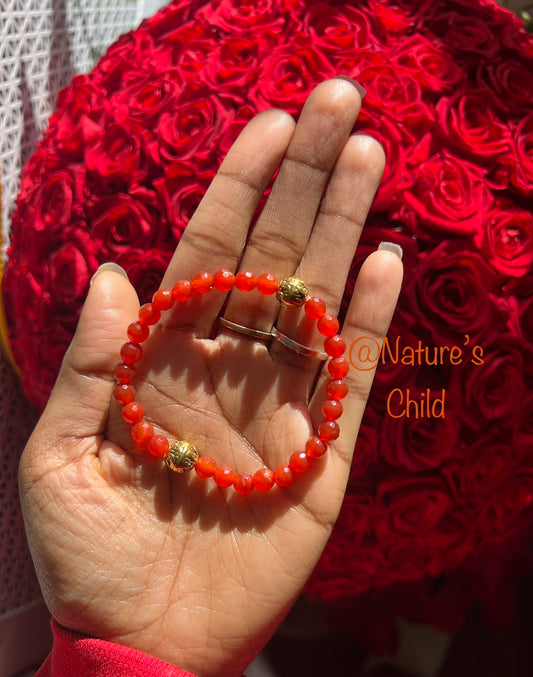 I AM GOLDEN natural carnelian beaded bracelet